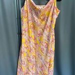 Lucy Paris Slip Dress Women's XL Pink Paisley 100% Cotton Cowl Neck B95 Photo 0