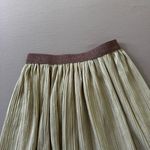 Crinkle Crepe Shiny Pleated Skirt Green Size XXS Photo 2