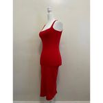 American Apparel Stretchy Midi Dress with Slit in Red (MEDIUM) Photo 2