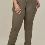Torrid  Tie Front Poplin Pants Womens 3R Elastic‎ Waist Drawstring Mid Rise Olive Photo 0