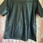 Gold Hawk Black Faux Leather Snap Front Shirt Size M Photo 12