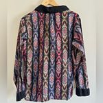 Vintage 70s Weldon Paisley Blouse Boho Disco Glam Contrast Collar M Orange Size M Photo 5