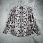 CAbi Serpentine Blouse Beige Brown Snakeskin Print Long Sleeve Womens S Pullover Photo 2