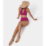 Halara Solid High Waisted Bikini Bottom Swimsuit Pink M Photo 2