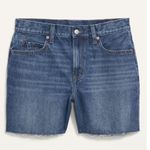 Old Navy  High Waisted Slouchy Straight Cut-Off Dark Wash Jean Shorts Size 10 Photo 2