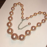Chunky Pale Pink Boho Beaded Retro Necklace Gold Photo 2