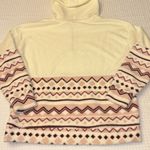 Como vintage NEW! Fleece Hoodie Sweatshirt Size M Ivory Pink Purple Geometric Photo 5