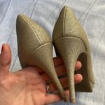 Fioni gold sparkle heels with scalloping. Photo 5