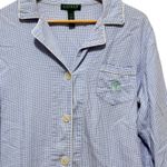 Lauren Ralph Lauren Women Pajama Top XL Blue Gingham Cotton Comfy Sleepwear Logo Size undefined Photo 2