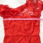 Thalia Sodi ‎ Strapless Lace Cocktail Dress Midi Fitted Popover Orange Medium New Photo 8