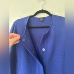 Talbots  Women’s Long Blue Cardigan Sweater Jacket Merino‎ Wool Large Petite Photo 3