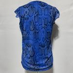 New G by Giuliana Snake Print Mesh Flutter Cap Sleeve Top Aria Blue Size XS Photo 11