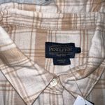 Pendleton  Boyfriend Flannel Shirt Ivory/Tan Plaid ‎ Size Large NWT Photo 2