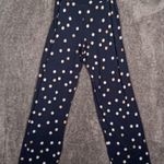 Soma Intimates Lounge Pants Navy Blue Polka Dots Elastic Wzist Pockets Size Smal Photo 2