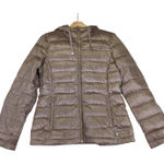 Andrew Marc Packable Lightweight Premium Down Puffer Jacket Gold Metallic Small Photo 0