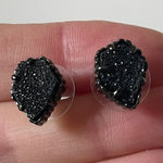 Kendra Scott Black Druzy Stud Earrings Sparkle Gemstone Statement Boho Chic Goth Photo 0