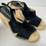 Bettye Muller  Black Suede Leather Espadrille Wedge Sandals Womens 8.5 Strappy Photo 1