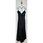 La Femme  Cross Back Satin Jersey Trumpet Gown in Black Size US 12 Photo 5