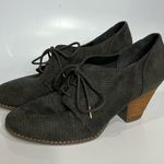 Dr. Scholl’s credit charcoal gray perforated suede heels 8.5 lace up oxford heel Photo 3