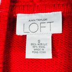 Ann Taylor  LOFT‎ Hoodie Sweater Knit Pullover Red White Stitch Small Cottagecore Photo 2