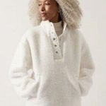 Athleta New S Cozy Sherpa Snap Sweatshirt Magnolia White Small Oversized Photo 0