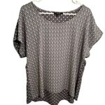 Alfani  Scoop Neck Blouse Gray White Geometric Photo 2
