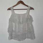 Cloud Ten White Ruffle Tiered Tank Top Square Neck Sleeveless Size Small Photo 4