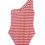 J.Crew  Red White Stripe One Shoulder Swimsuit Size 6 Bow Tie One Piece Nautical Photo 2