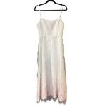 Vintage White Midi Dress Pink Floral Embroidery Sleeveless Summer Party Dress 4‎ Photo 6