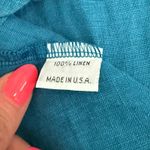Bryn Walker  Blue Turquoise Linen Bell Sleeve Scoop Neck Hi-Low Blouse size L Photo 6