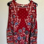 Style & Co . Fantasy Floral Red Blue Long Bell Sleeve Blouse Size Small Photo 4