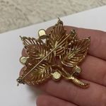 Beautiful Vintage Signed Lisner Brooch Pin Gold Tone Leaves Photo 4