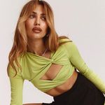 Mistress Rocks SOLITUDE Lime Jersey Twist Front Top  by  Photo 0