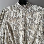 Lucy Paris ‎ sz S tan animal print victorian collar blouse NWOT Photo 1