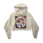 Stephanie Bayles Women's Small Beige Mushroom Cropped Hooded Sweatshirt Photo 0