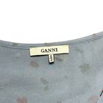 Ganni Serenity Blue Dainty Floral Georgette Wrap Top Blouse US S Photo 4