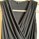 Tahari Drape Front Faux Wrap Sleeveless Black Dress Photo 4