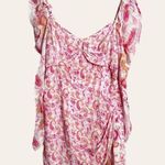 Rococo Sand Pink White Paisley Print Long Puff Sleeve Mini Dress Size M Size M Photo 0