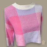 Jessica Simpson  Pink & Lavender Plaid Cropped Sweater Women’s XS Photo 1