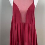 Free People Intimately Marble Illusion Mesh Peplum Tank Top Raspberry Red Medium Photo 2
