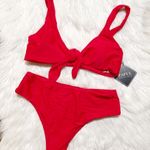 Zaful Red Tie Front High Waisted Bikini Photo 0
