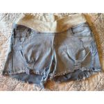 Maternity Set‎ 2 Distressed Denim Shorts Black Wash Frayed Hem Jean Short Large Photo 5