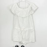 Madewell XXS White Swiss Dot Off Shoulder Ruffle Drawstring Waist Romper Photo 1