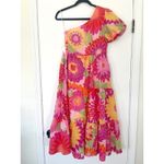 NWT J.Marie Women's Leilani One Shoulder Puffed Sleeve Tiered Midi Dress Size XS Pink Photo 6