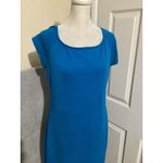Bisou Bisou Michele Bohbot Blue Textured Cap Sleeve Sheath Dress Size 14 Photo 1