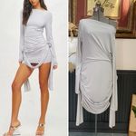 LIONESS Glory Gray Long Sleeve Stretch Rose Detail Mini Dress - Sz XXL 💚🎀 Photo 1