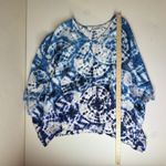Belle Kim Gravel Tie Dye Woven Aloha Poncho Size XL Blue Kaftan Lightweight Photo 11