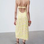 ZARA Satin Slip Dress Womens Size Large Printed Sleeveless Floral Midi Photo 1