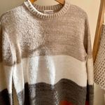Universal Threads Colorblock Striped Crewneck Sweater in Beige/Burnt Orange - S Photo 2