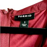 Torrid  Women's Burgundy Lace Peplum Sleeveless Blouse Photo 4